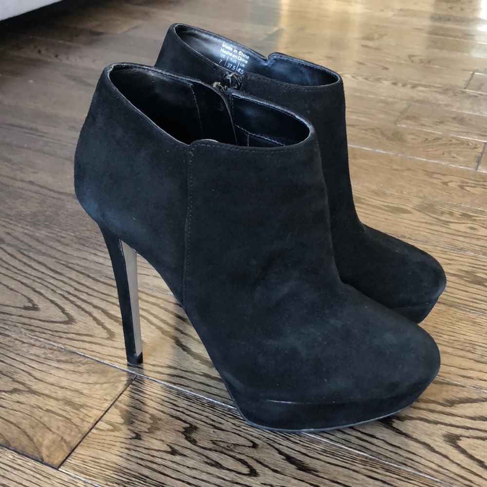Aldo Black Suede Stiletto Ankle Booties - Size 7